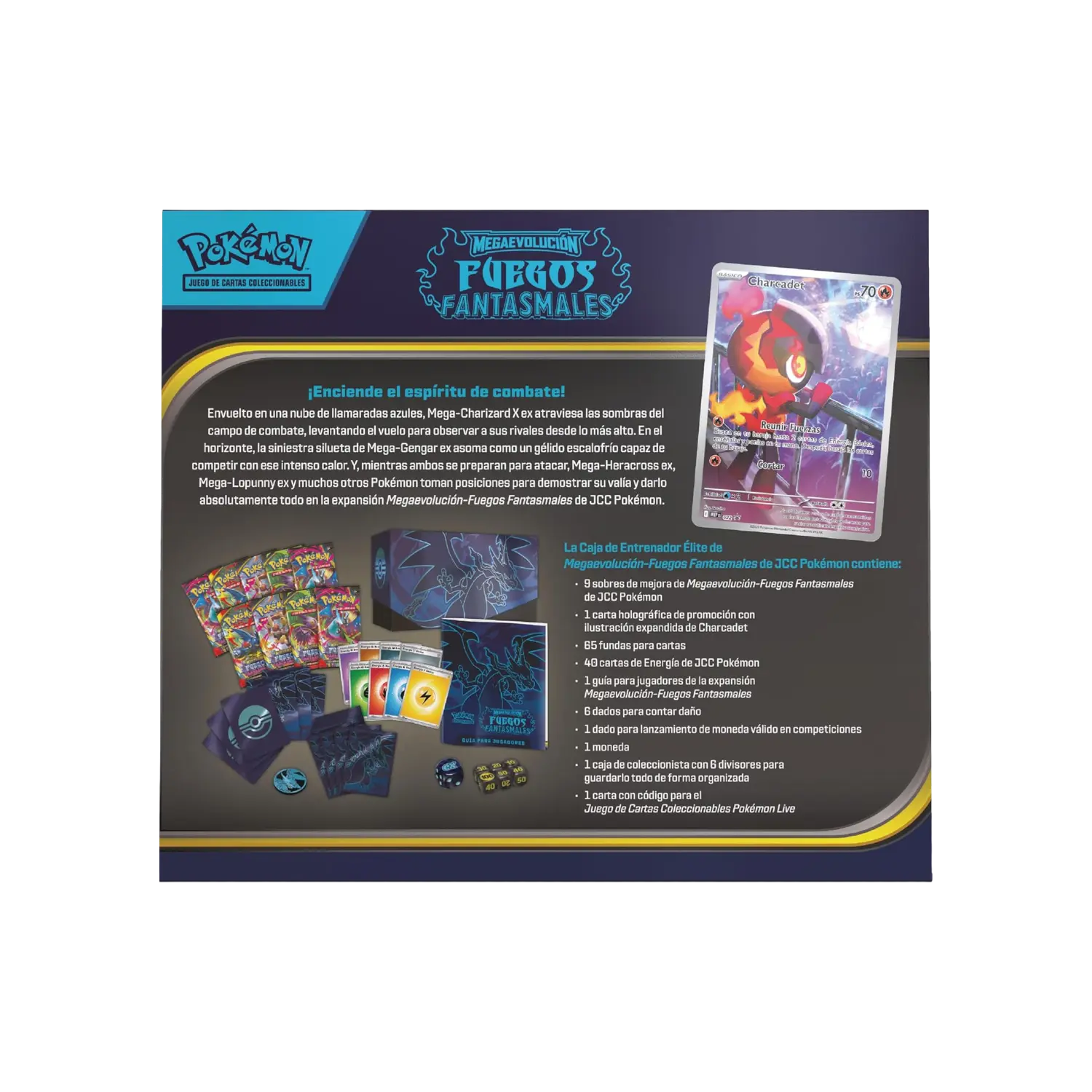 Caja de Entrenador Élite Pokemon Megaevolución Fuegos Fantasmales